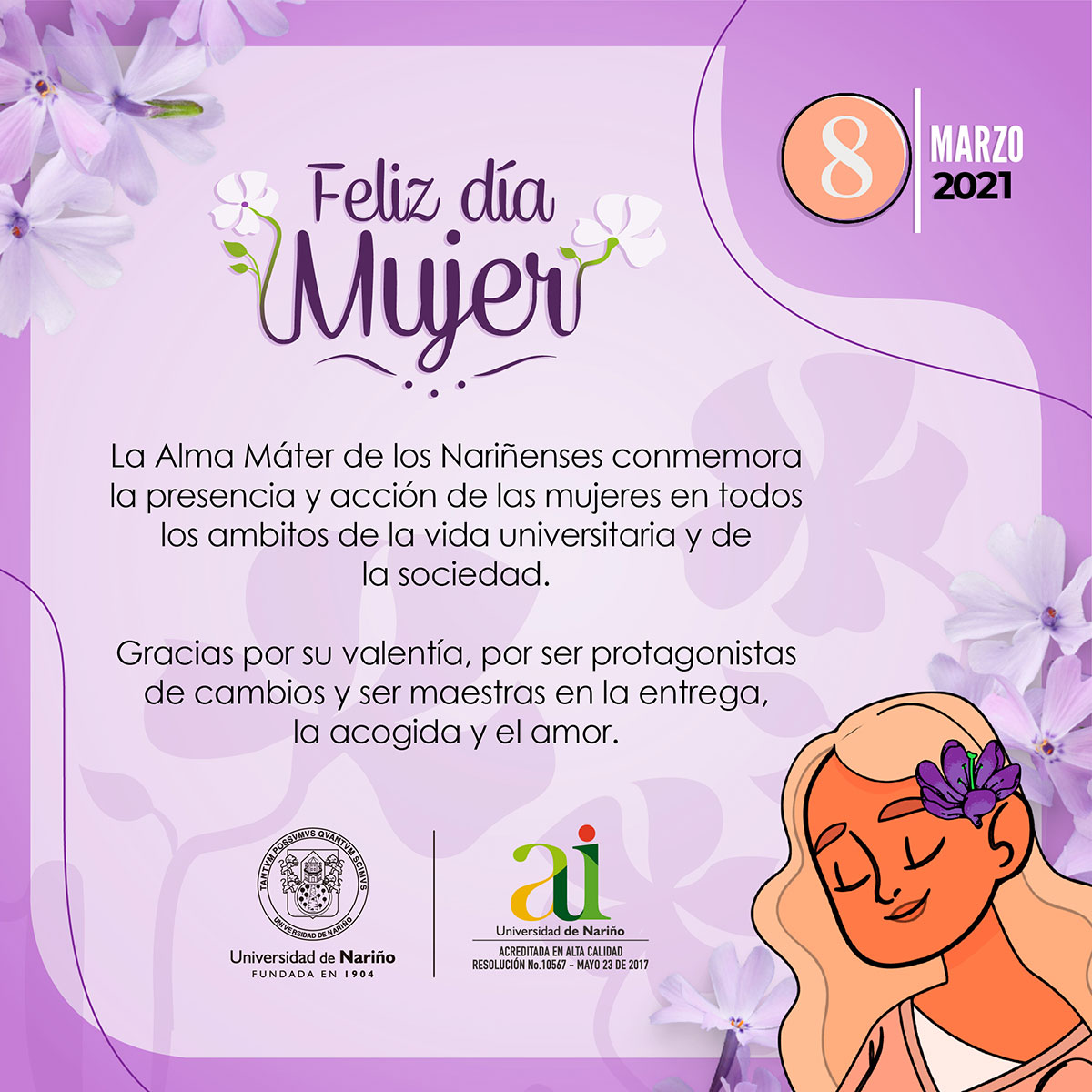 Feliz día Mujer, 8 de marzo de 2021 – Universidad de Nariño