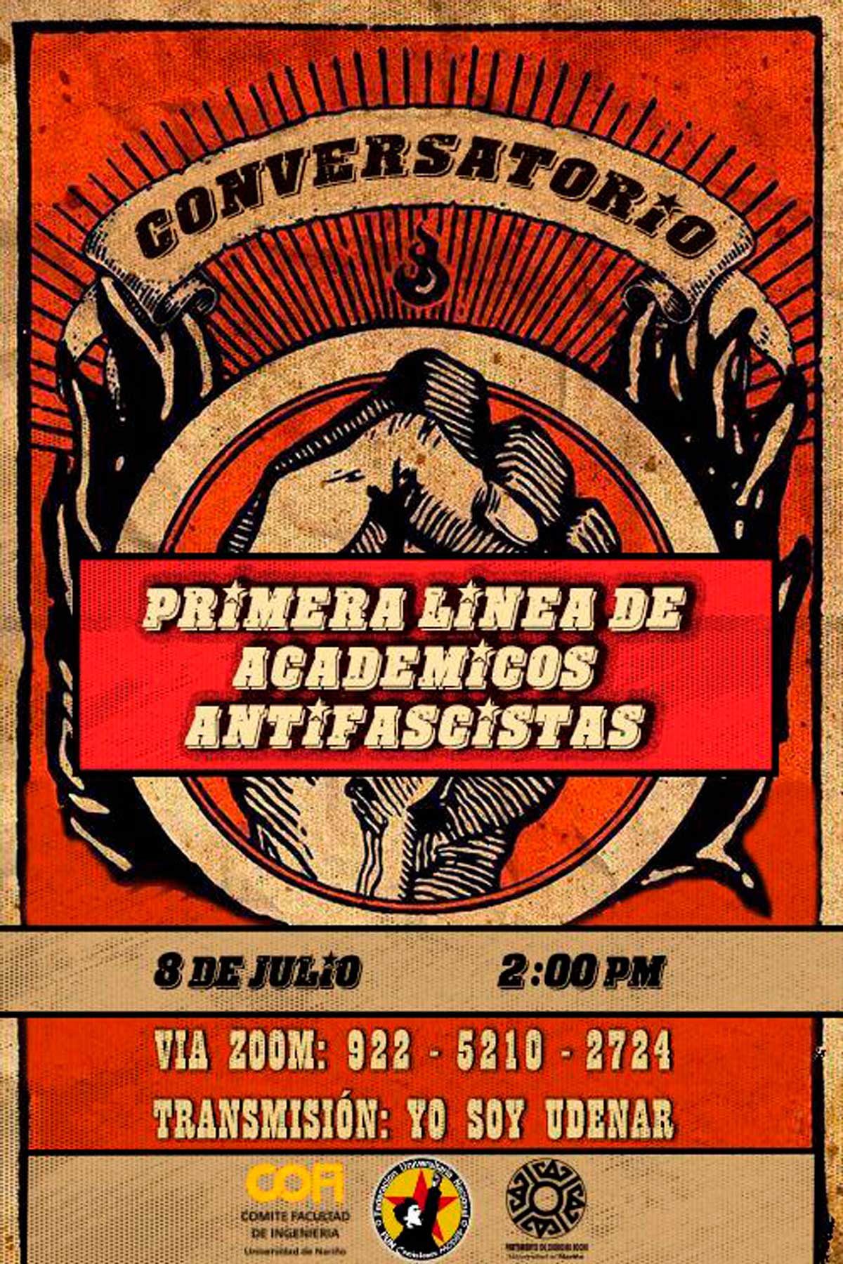 Comunicación simbólica del conversatorio “Primera Línea de Académicos Antifascistas”.