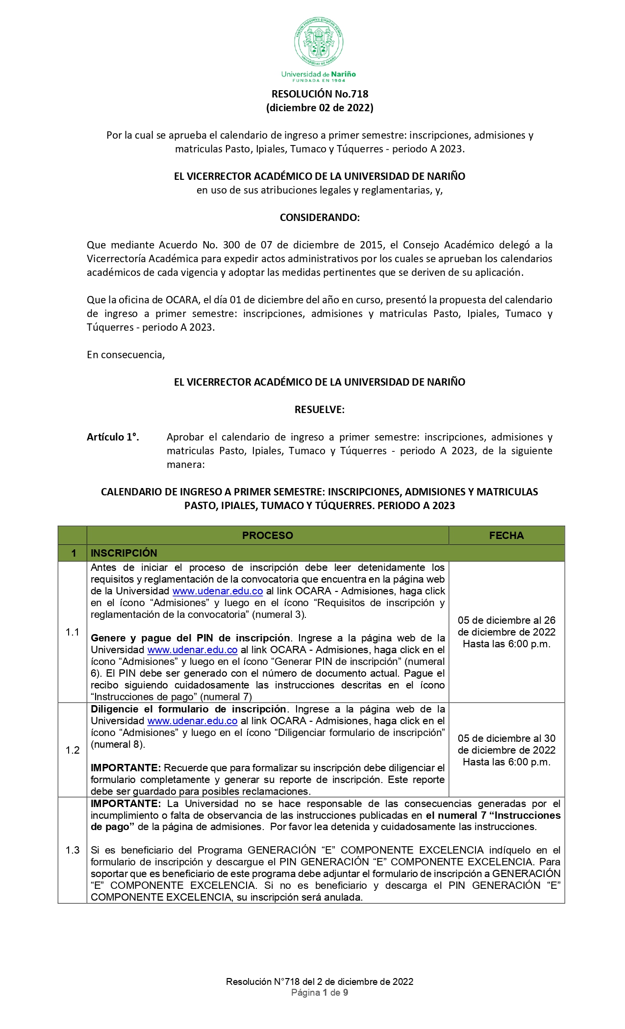 UDENAR-PERIODICO-Calendario-Ingreso-Primer-Semestre-Inscripciones-Admisiones-Matriculas-Pasto-Ipiales-TUquerres-Tumaco-A2023-res