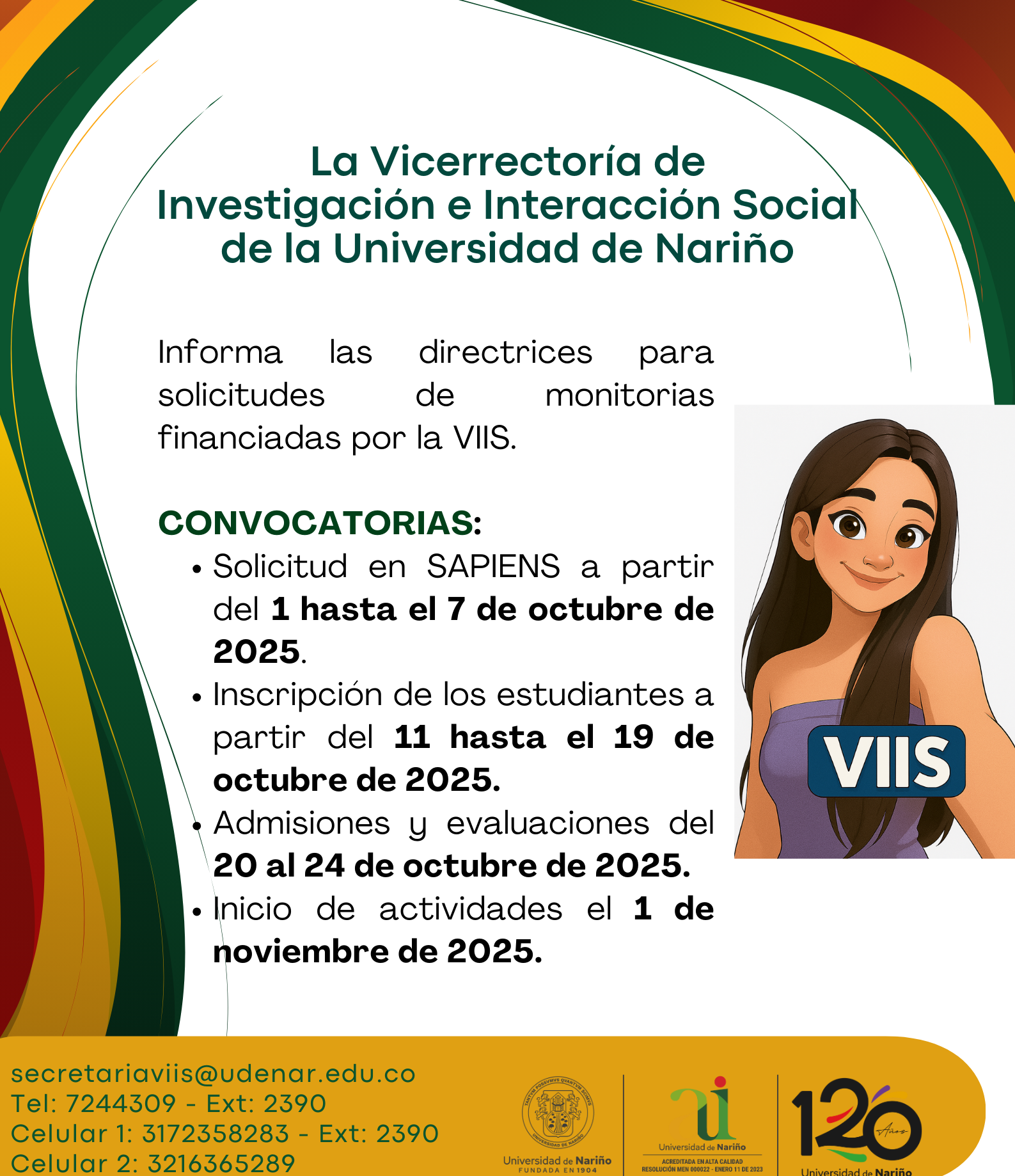 Convocatoria de Monitorias Financiadas por la VIIS B2025