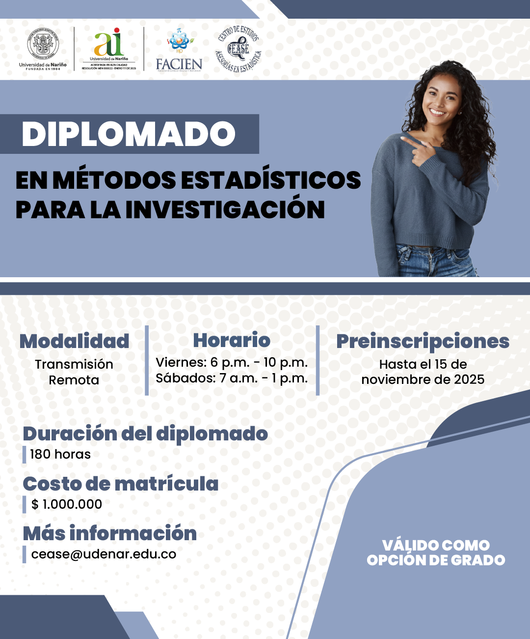 Destacada diplomado en metodos estadisticos para la investigacion