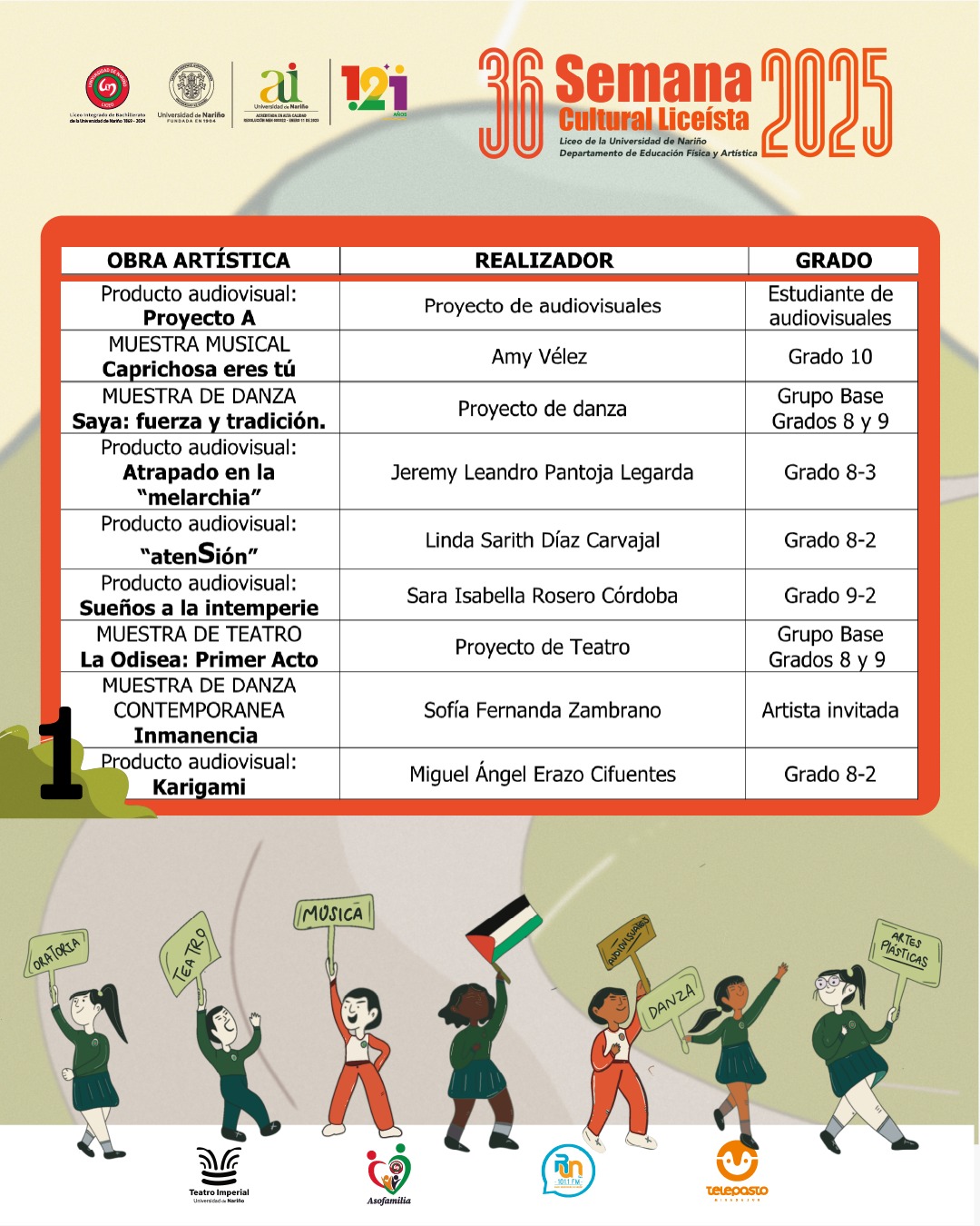 Programación 28 de octubre 36 Semana Cultural Liceísta 3