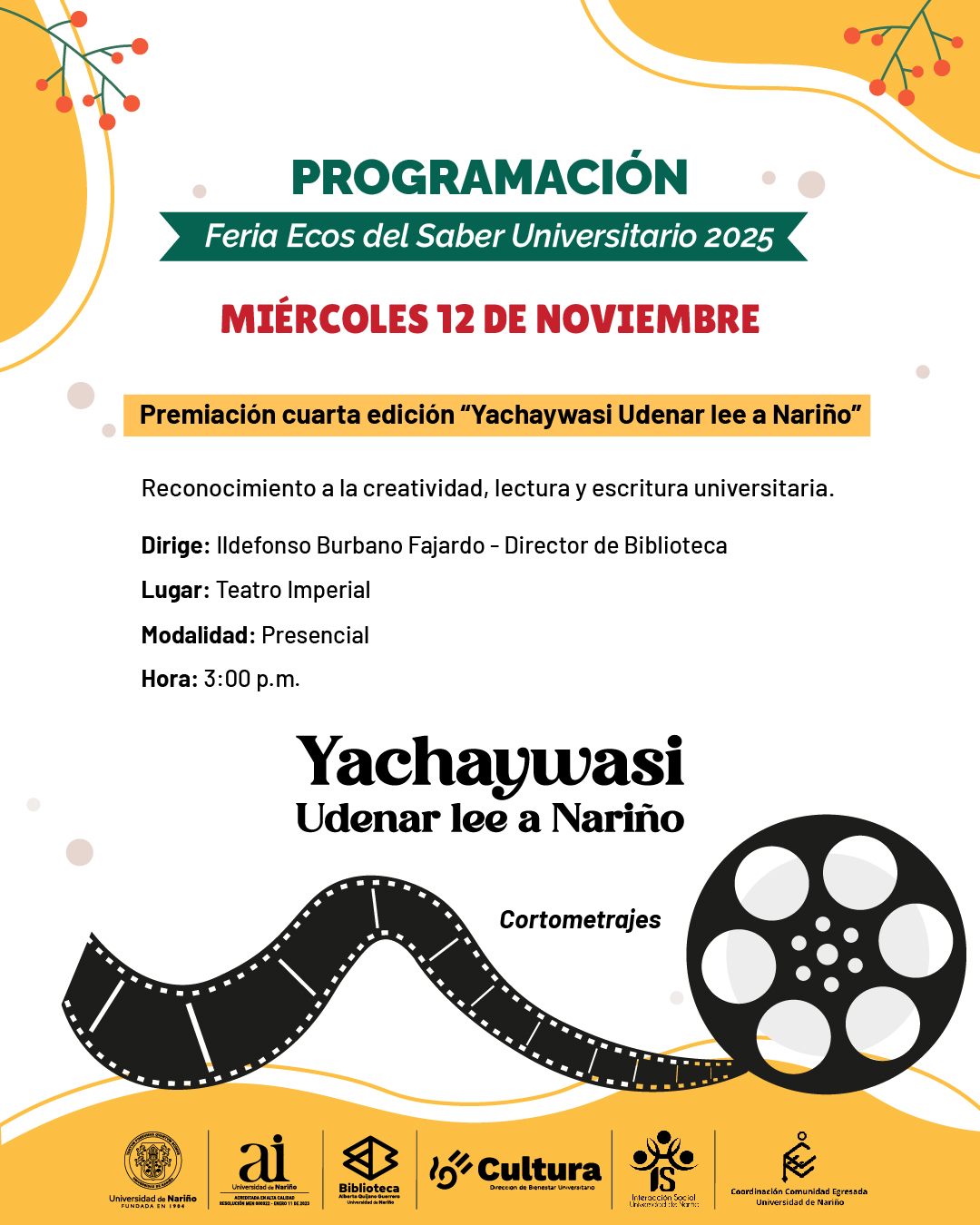 4ta Premiación Yachaywasi Udenar lee a Nariño