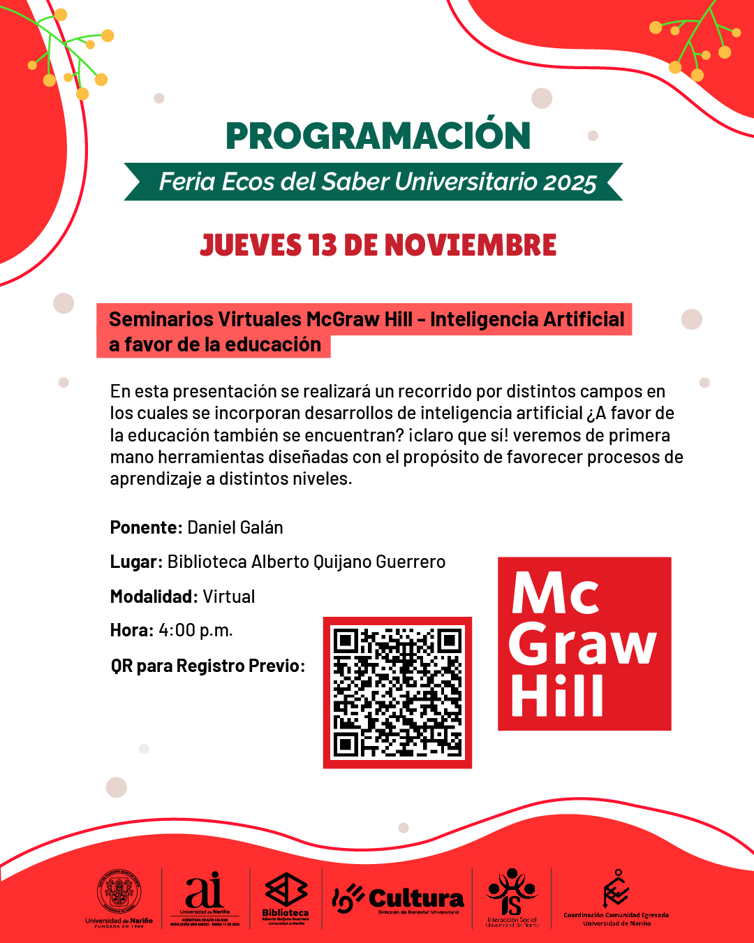 Seminarios Virtuales McGraw Hill - Inteligencia Artificial a favor de la educación
