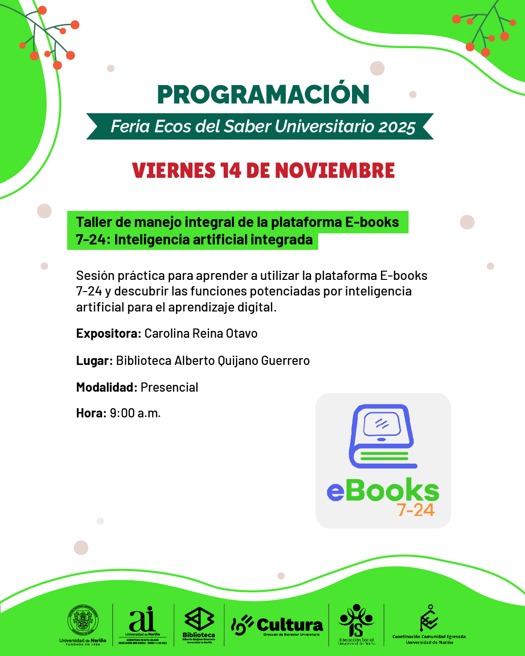 Taller de manejo integral de la plataforma E-books 7-24