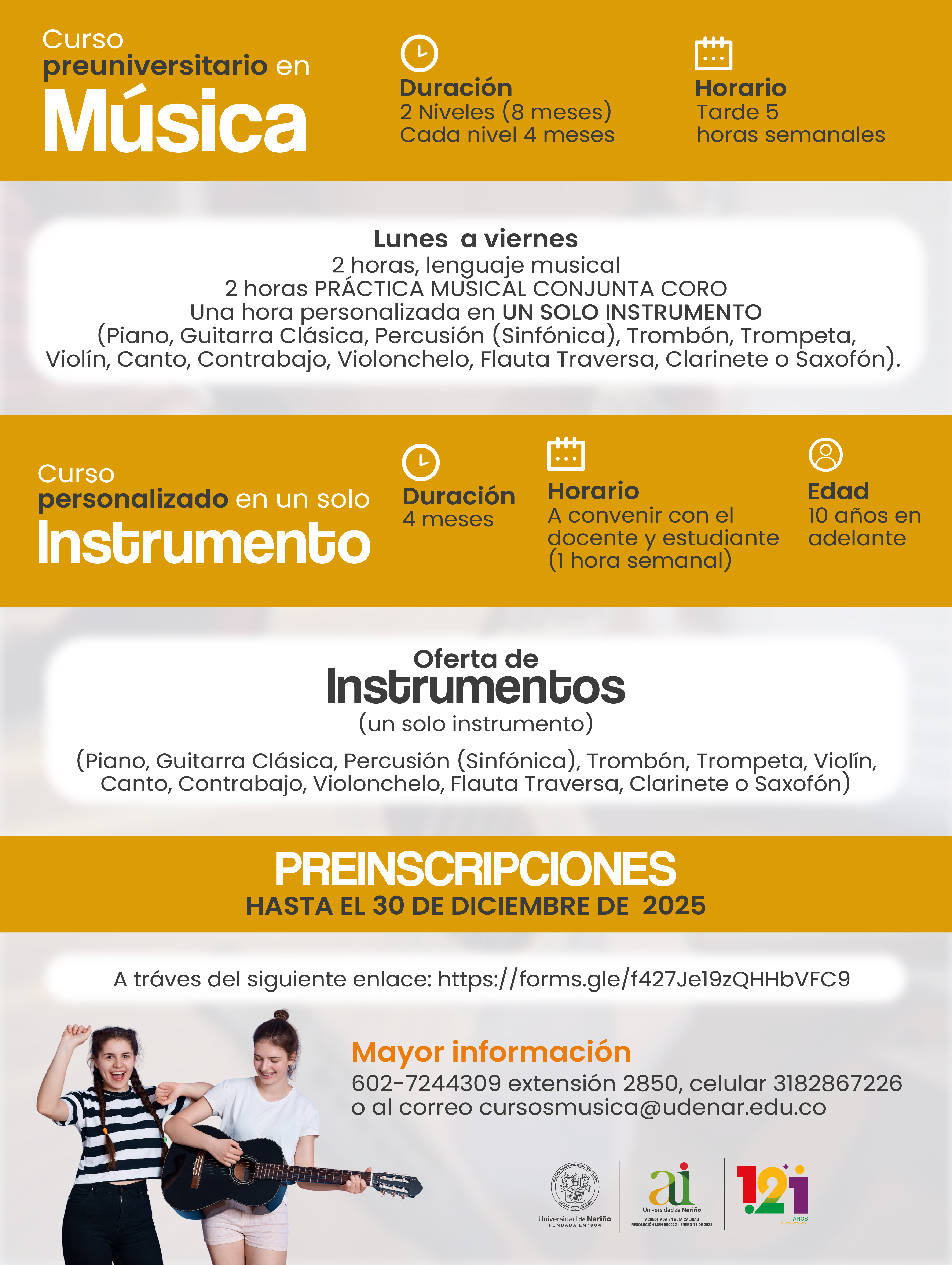 curso preuniversitario Musica
