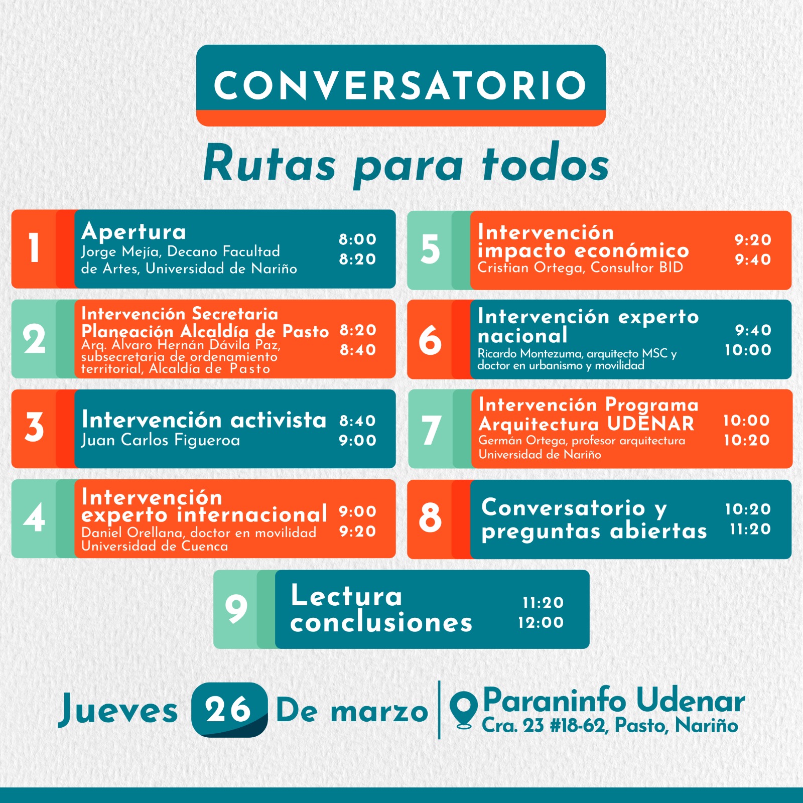 Rutas para todos diálogos en torno al futuro del Centro de San Juan de Pasto