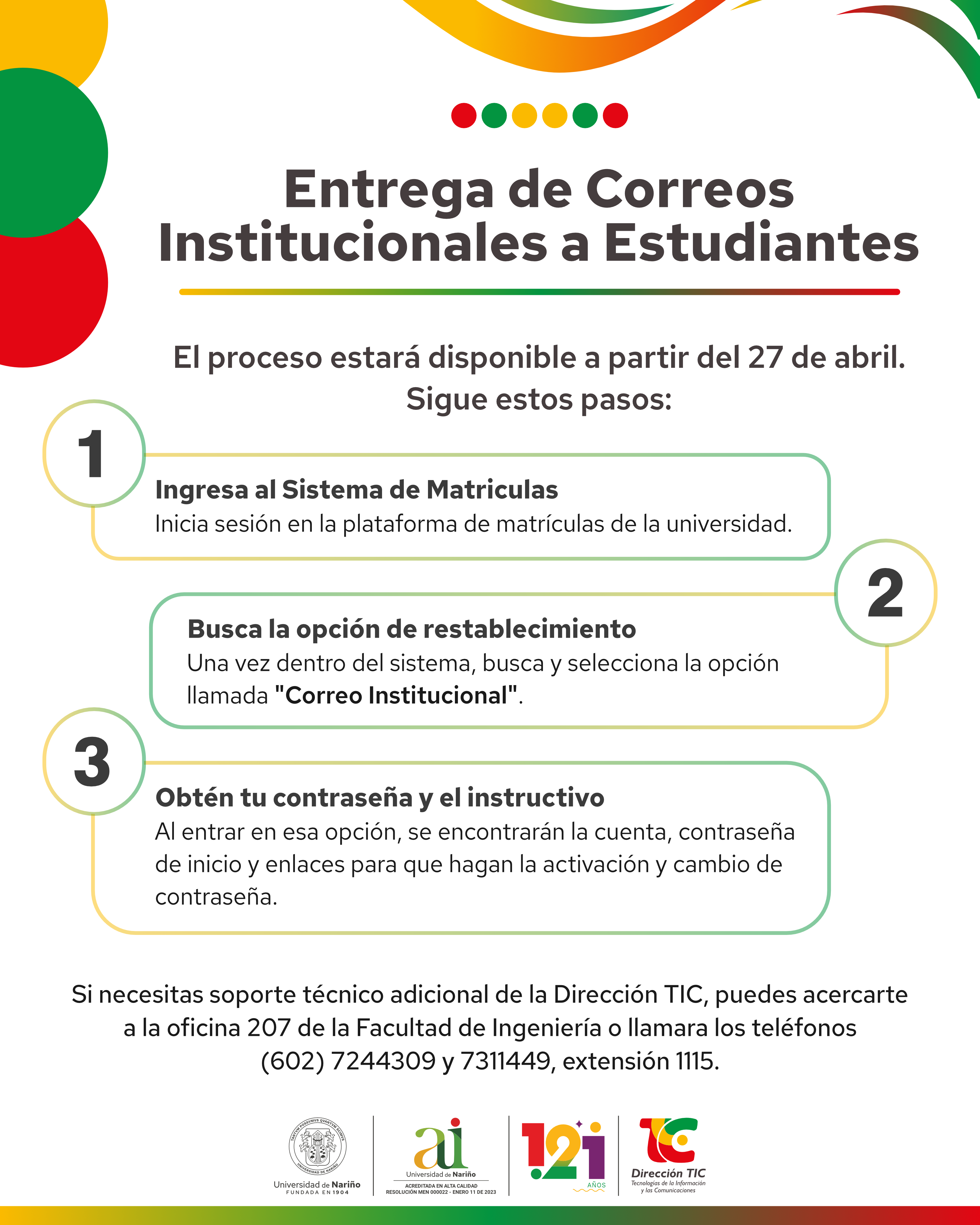 Infografia Restablecimiento Correo Institucional Estudiantes