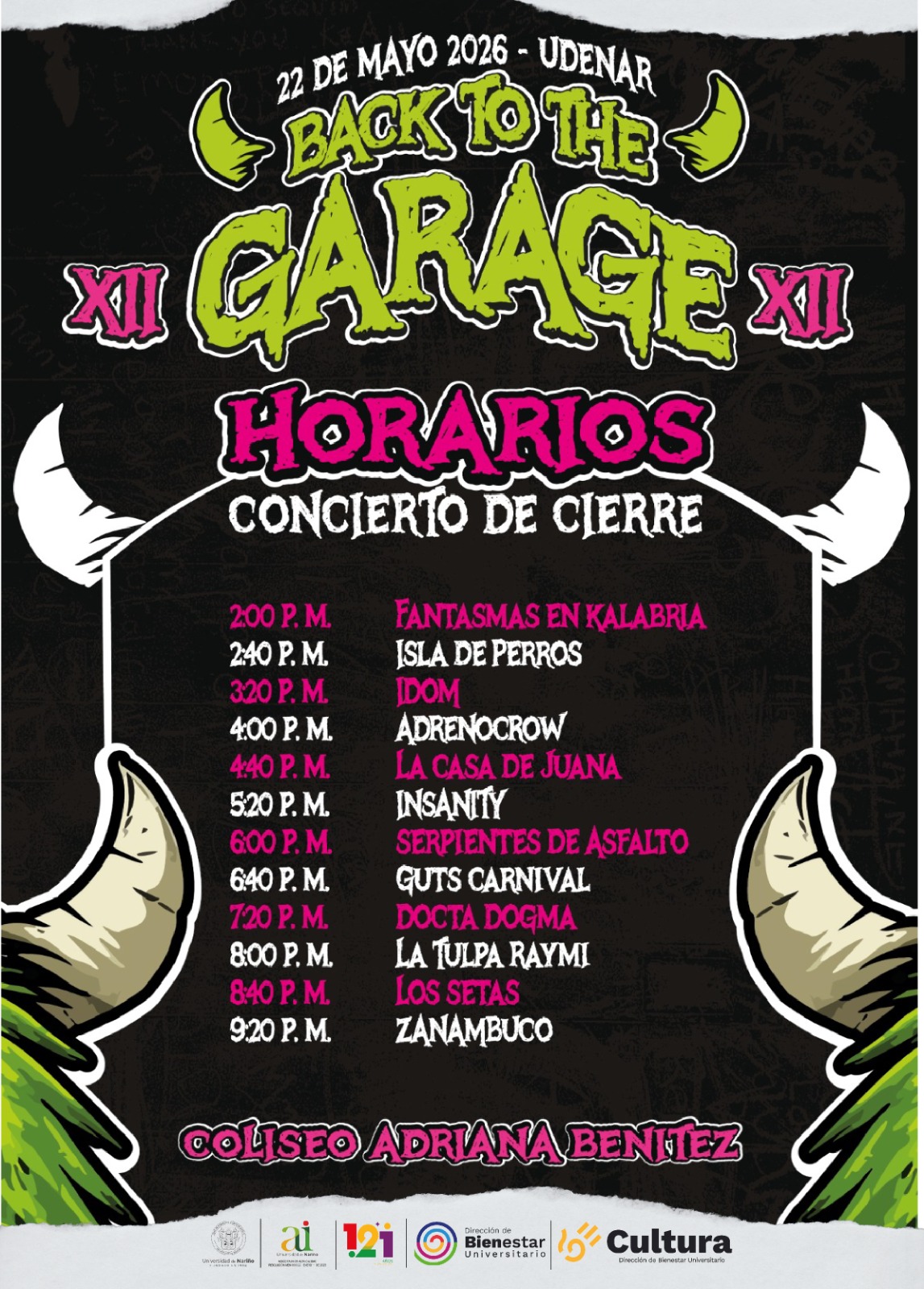 Back to the Garage XII Horarios 22 de mayo