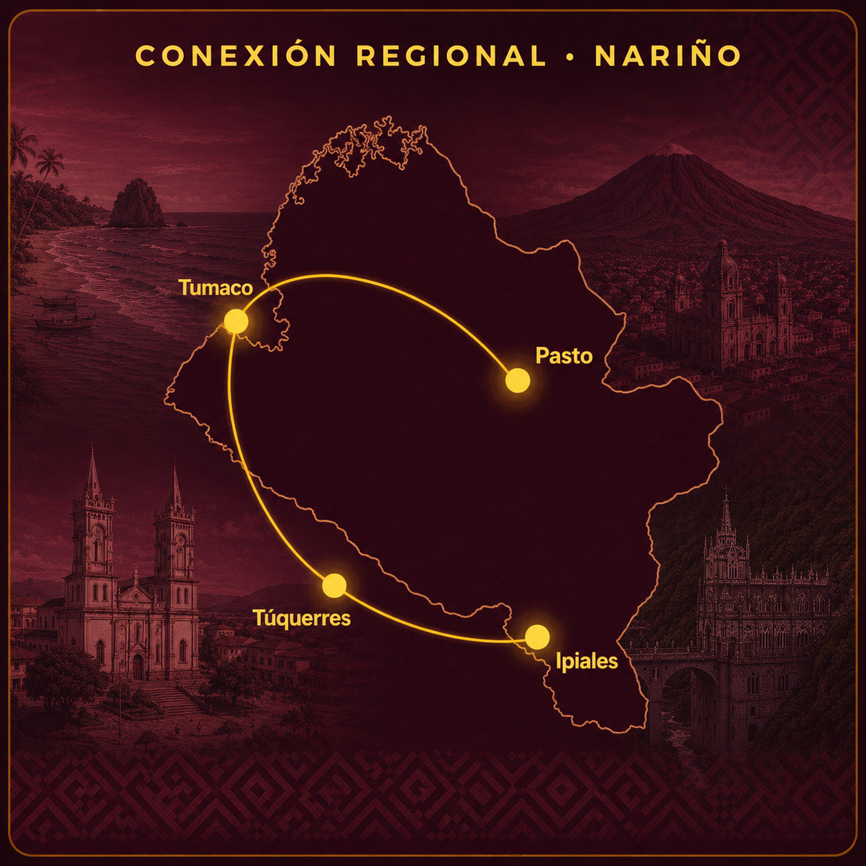 Mapa de sedes regionales Nariño – Tumaco, Túquerres, Ipiales, Pasto